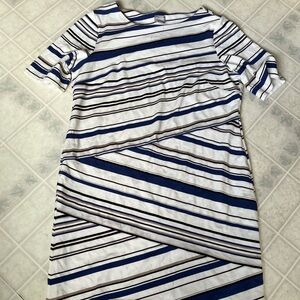 Chico's striped Bandage Dress Blue and Ivory Short Sleeve size 2.5
